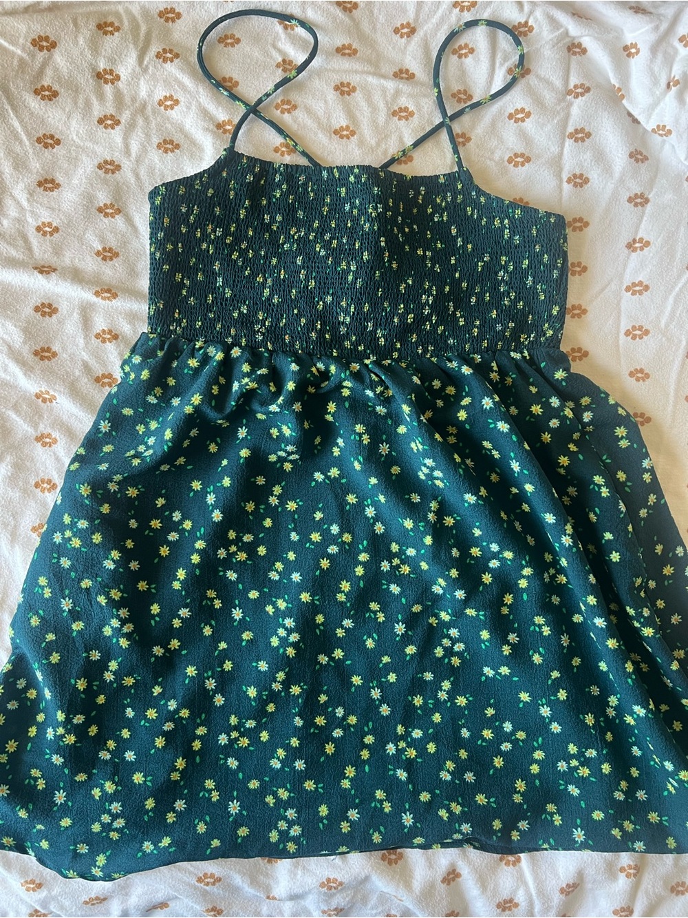 Green Floral Smocked Sundress